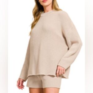 Zenana sand beige knit set
